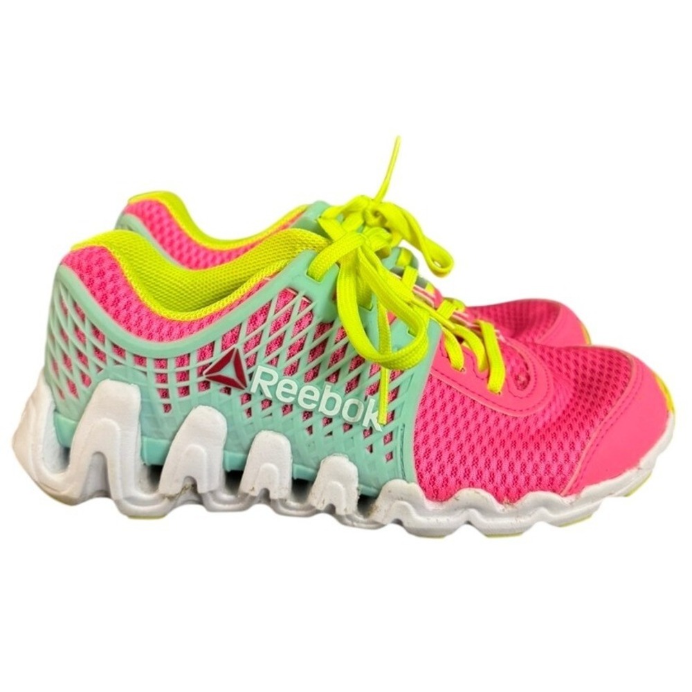 Reebok ZigTech Mens Running Shoes Pink Mint Green Neon Yellow Sneakers Size 3.5
